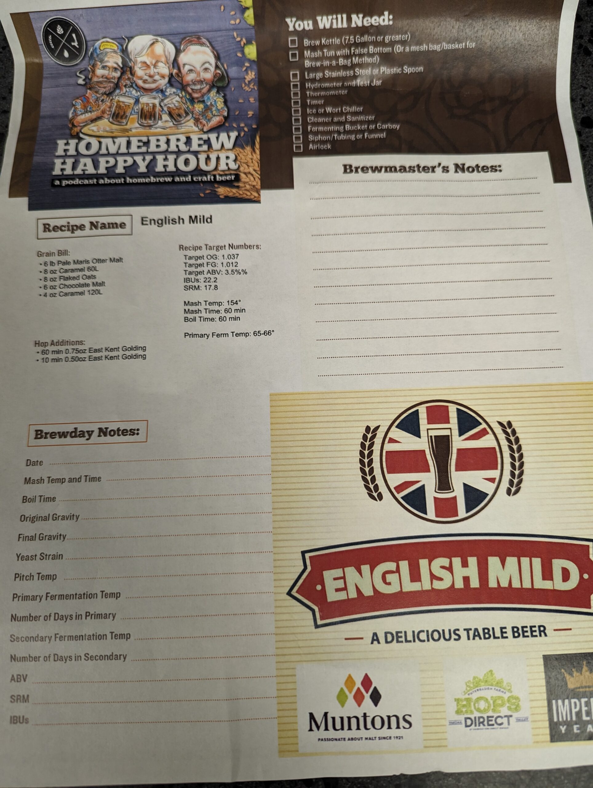 English Mild Brew Day 5-3-2023