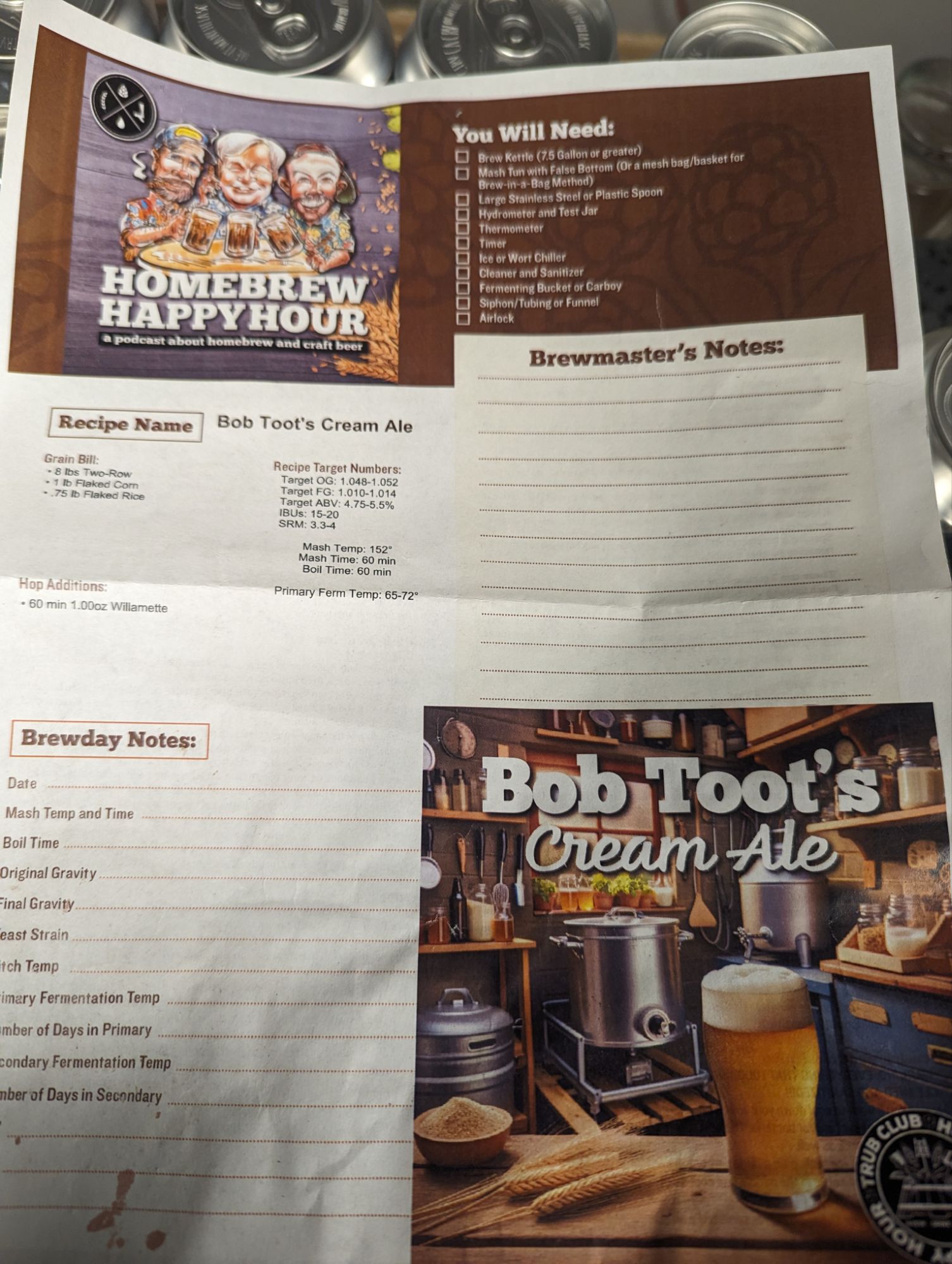 Bob Toot’s Cream Ale brew day 2-16-2024